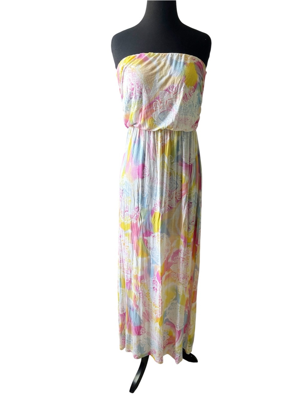 Full Circle Trends Pastel Multicolor Strapless Maxi Dress